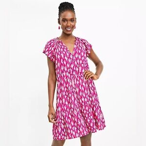 Loft Pretty In Pink Animal Printed Woman’s Glam Spring Swing Dress Size Small